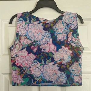 Blackmilk clothing Van Gogh roses crop top large